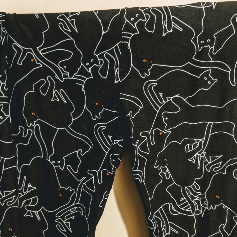 Lularoe Black Cat Halloween Leggings TC New
